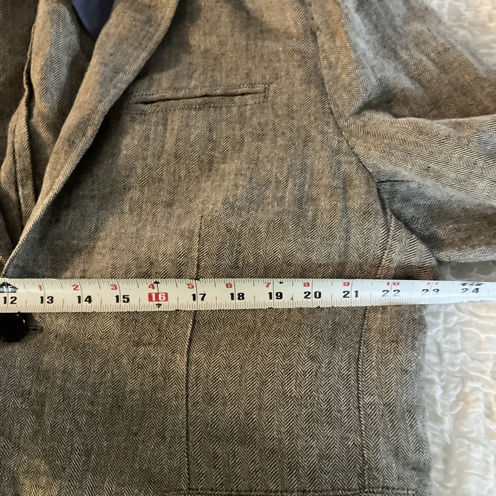 Frank & Oak Rue St-Viateur Blazer Mens 46 Fairmont Fit Gray Linen Herringbone - Picture 4 of 8